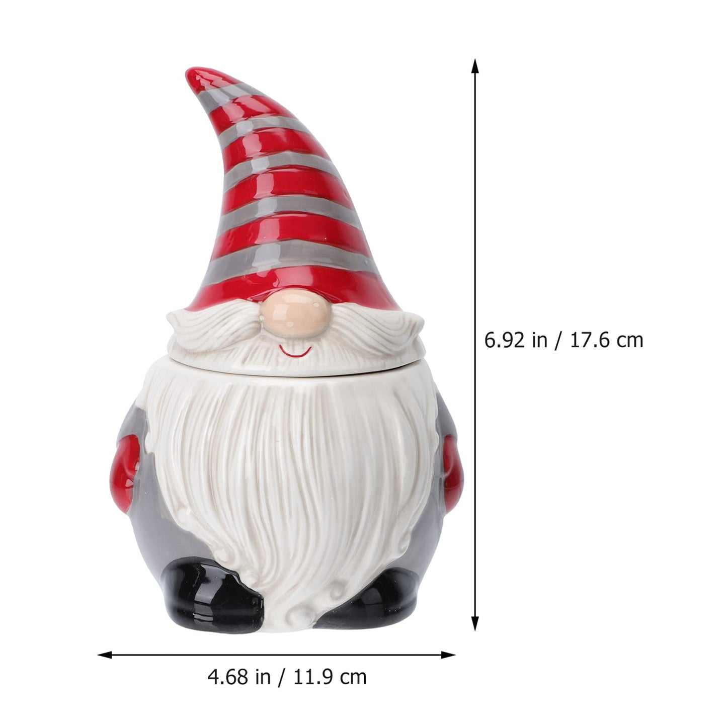DOITOOL Ceramic Gnome Cookie Jar, Ceramic Christmas Candy Cookie Jar with Lid, for Christmas Decoration, Living Room, Centerpieces, Bedroom - 4.7 x 4.7 x 6.9 inch