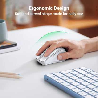 UGREEN Wireless Ergonomic Bluetooth 5.0 Mouse for Laptop, 2.4G Cordless Mouse with USB Receiver, 1000/1600/2000/4000 DPI, 5 Buttons Silent Mice for MacBook, PC, Desktop, Chromebook, Black