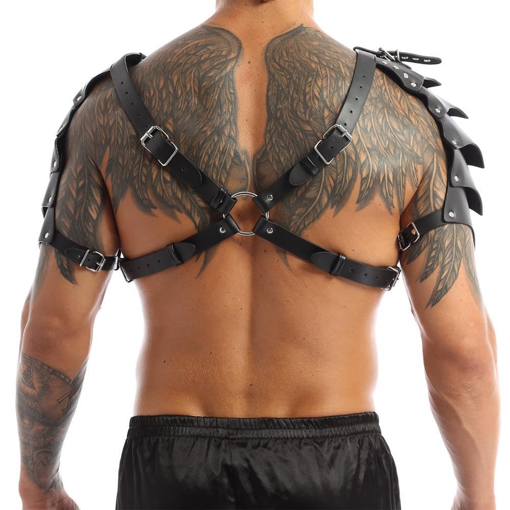 YEMYIQZ PU Leather Harness For Men Adjustable Buckle Body Chest Garter Belt Cosplay Nightclub Sexy Punk Chest Belt Clubwear