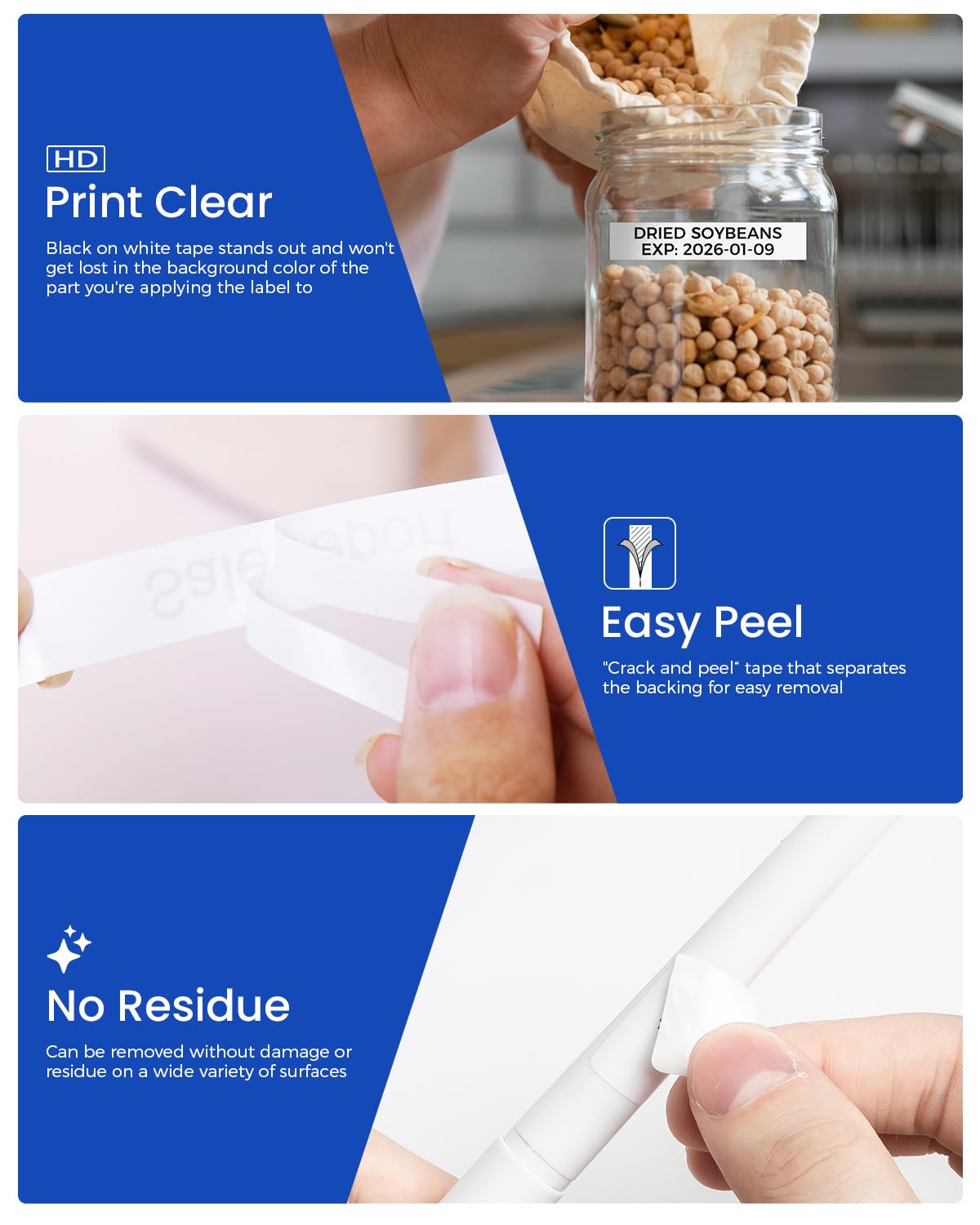 Replace for Brother Label Maker Tape TZe TZ 12mm 0.47 Laminated White Tape TZe-231 Compatible with P-Touch 1/2" Black on White TZE231 for PT-D220 D210 H110 D200 D400 1280 D610BT Ptouch Refills, 5-Pack