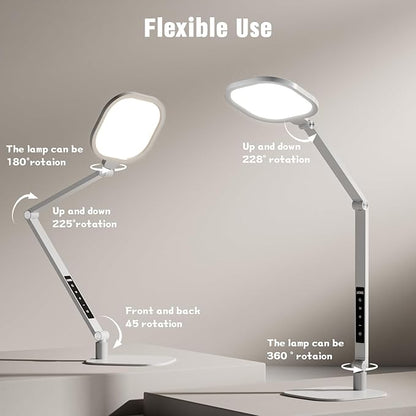 LED Desk Lamp for Home Office, 15W Desk Light with CRI >95, Memory & Timer Function, 1200LM Dimmable Computer Light for Video Calls, Conference, Reading, Study (White)