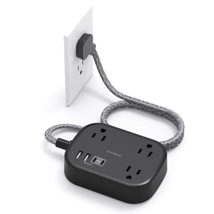 Cruise Essentials 2025,One Beat Travel Power Strip with USB C,Flat Plug Extension Cord with 3 Outlets 4 USB Ports(2 USB C),5 ft Desk Wall Outlet Extender,Non Surge Protector for Cruise,Dorm Room,ETL