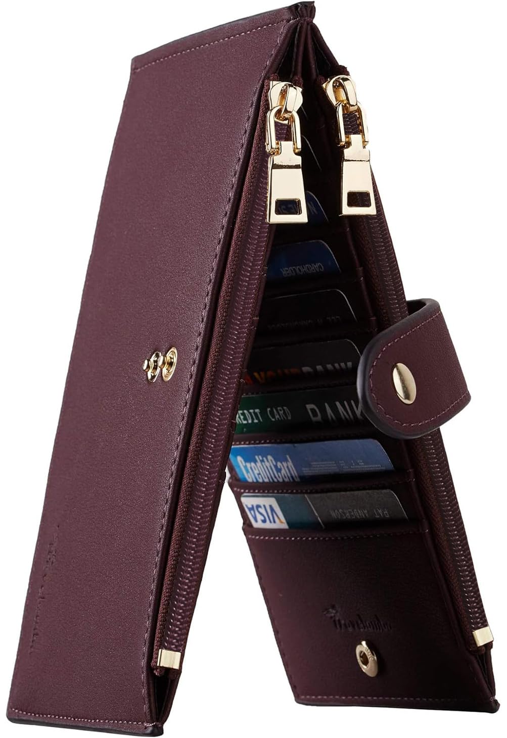 Travelambo Leather Wallets for Women Slim RFID Blocking Bifold Credit Card Holder Wallet