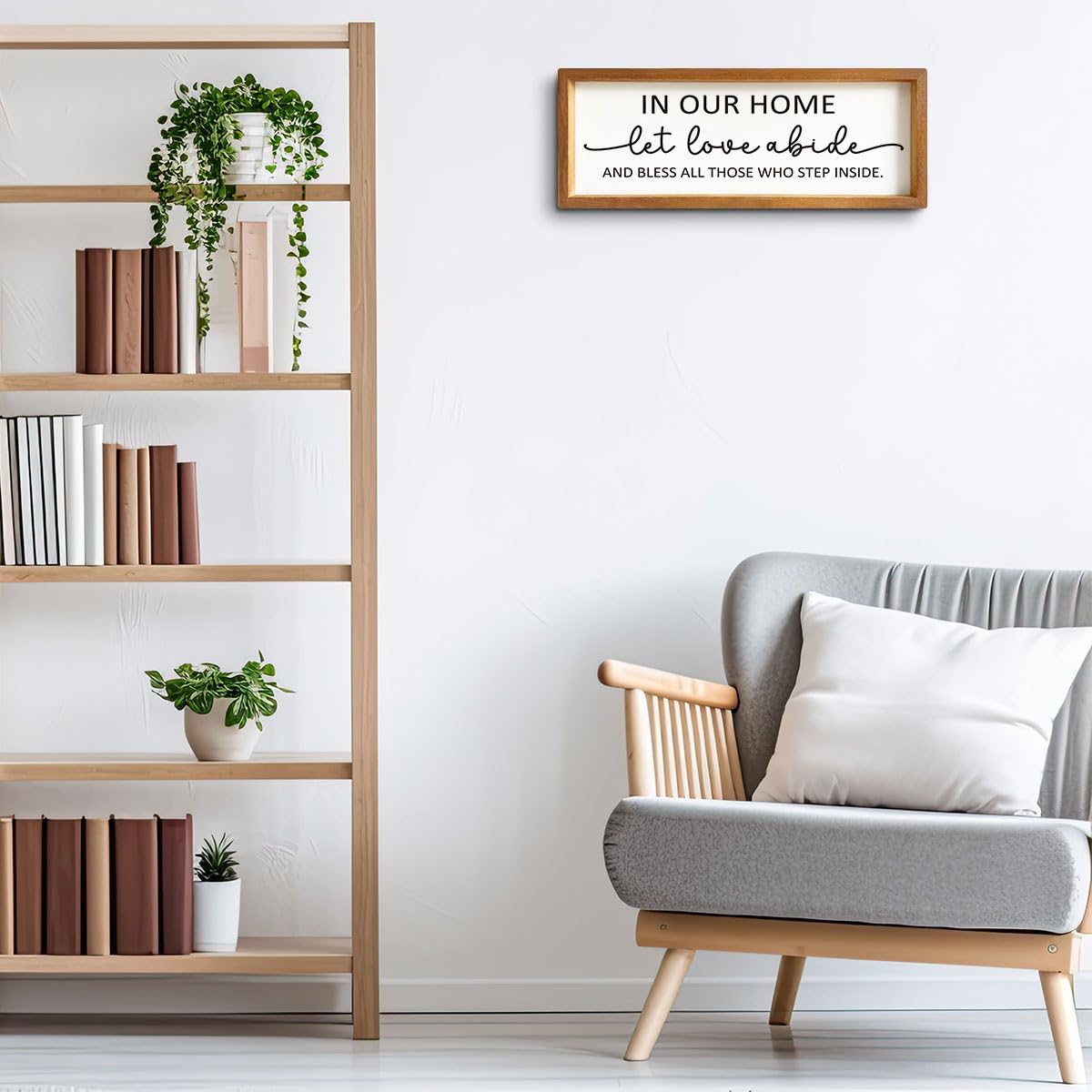 let love Abide Wood Picture Frame Rectangular Wall Decor for Warm Home Love and Blessings Entryway Decorations Housewarming Gifts Rustic Solid Wooden Sign for Tabletop or Hanging Display