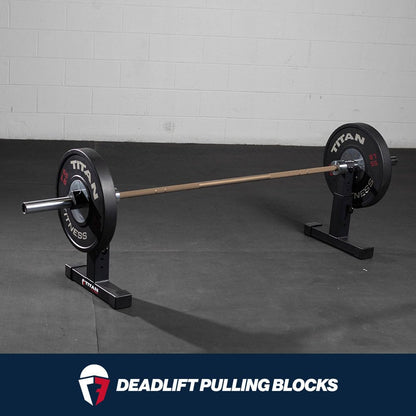 Titan Fitness Adjustable Deadlift Pulling Blocks, Olympic Barbell Jack, 1,300 LB Capacity, 4 Height Settings for Home Gym Weightlifting