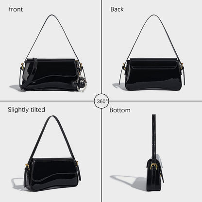 AOIR Black Purses for Women Trendy, Y2K Faux Leather Clutch Purse with Cherry Pendant,Crossbody Shoulder Bag and Handbags