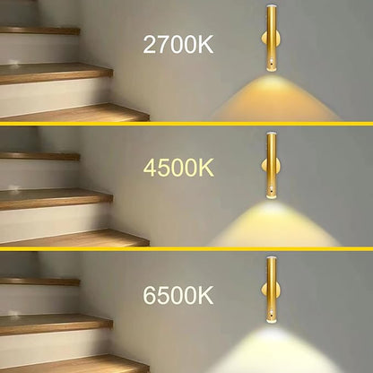 Motion Sensor Night Lights, Magnet Body Sensor Hallway LED Wall Lights, Rechargeable Portable Stairway, Battery Powered Cabinet Lights, Bedside Night Light (1pcs-Gold)