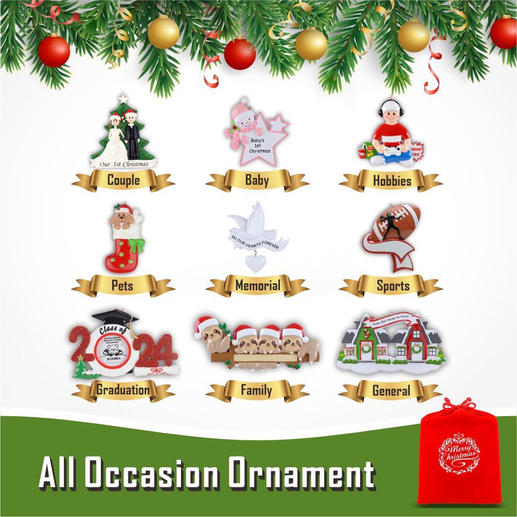 Personalized Large Family Christmas Ornament 2026 - Gingerbread House Family of 12 Christmas Ornament, Sweet Candy Cane Tree Decoration Gift for Grandchildren, Grandparents, and Holiday Celebration