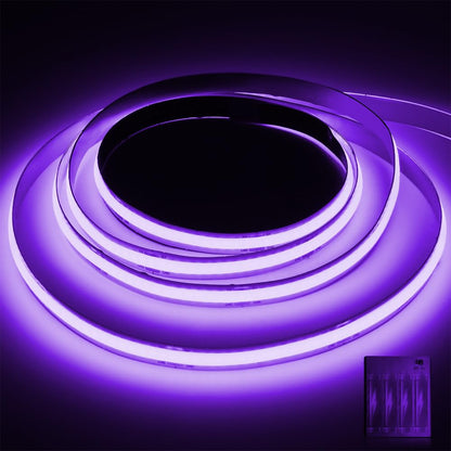 Smacen Battery Powered COB Led Strip Lights, 4.92Ft Battery Operated Purple LED Strip Light, High Brightness Flexible LED Tape Lights for TV, Cabinet, Glow Party, Halloween, Home DIY Decoration