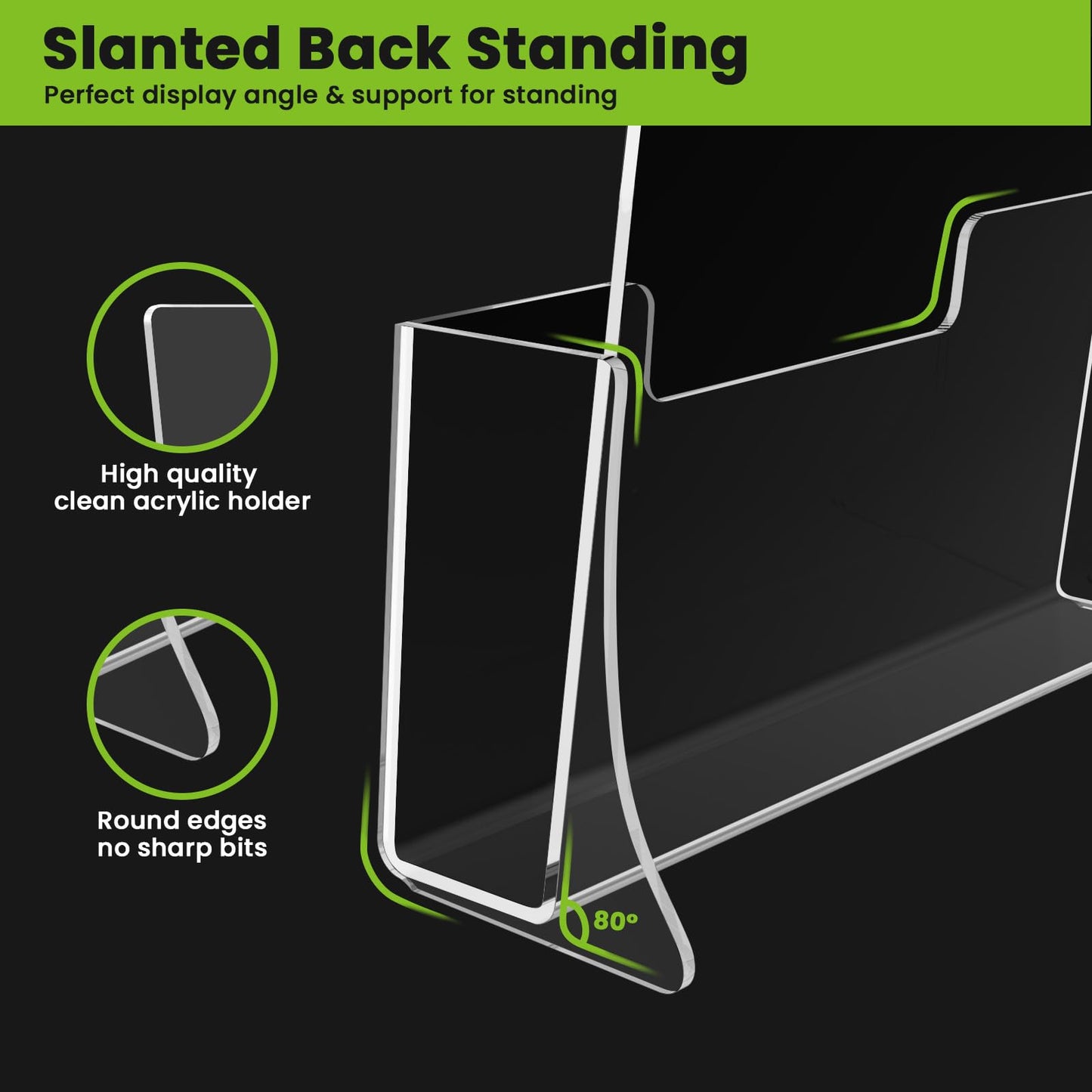 4 Pack Acrylic Brochure Holder 8.5 x 11 inches, Clear Acrylic Literature Holder, Plastic Flyer Stands for Displaying Magazines, Pamphlets, Documents, Booklets, Menu, Journals Countertop Organizer