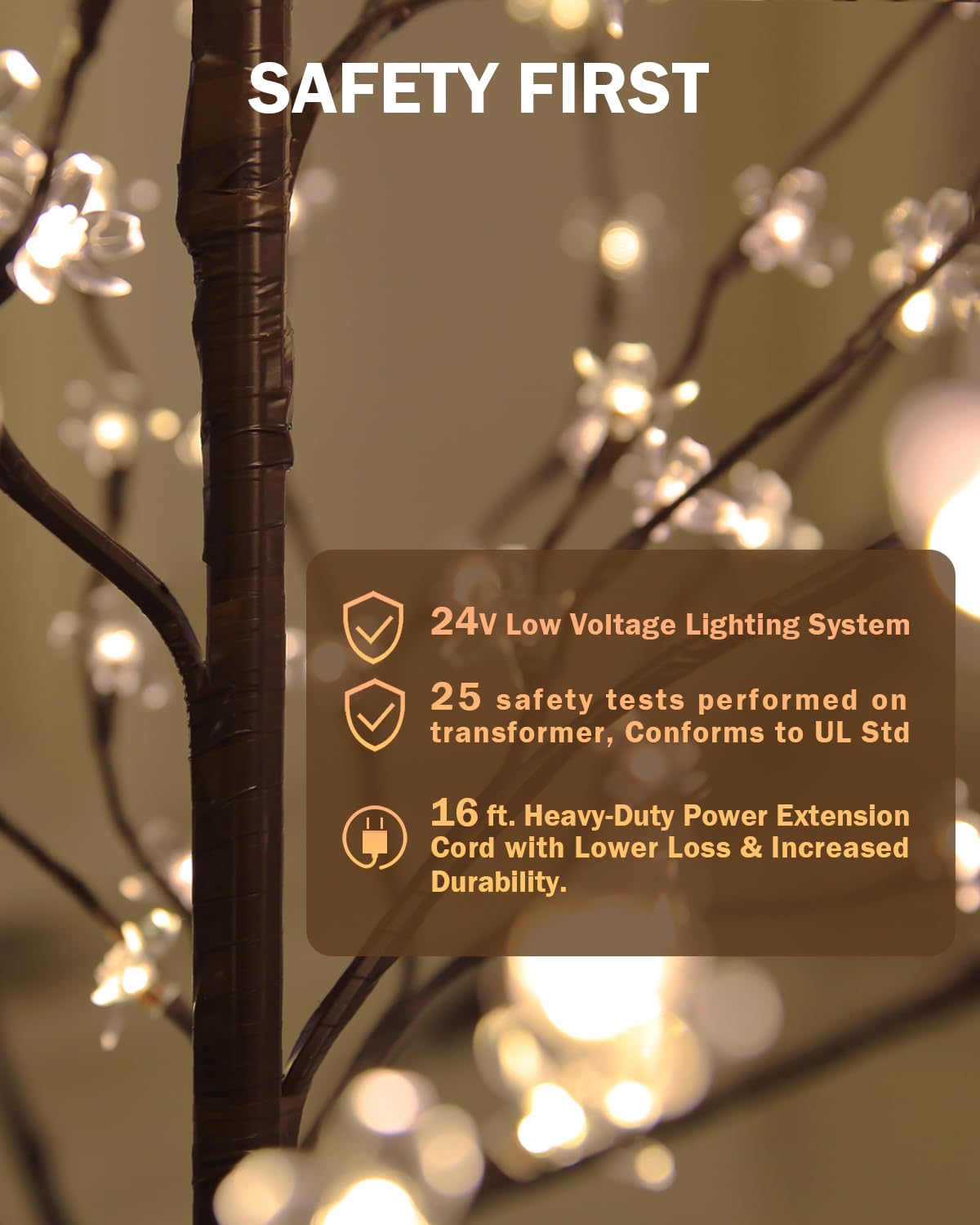 TYBEEU 4ft Lighted Cherry Blossom Tree, 144 Warm White LED, Dimmable, Indoor Outdoor Home Garden Christmas Wedding Holiday Decor