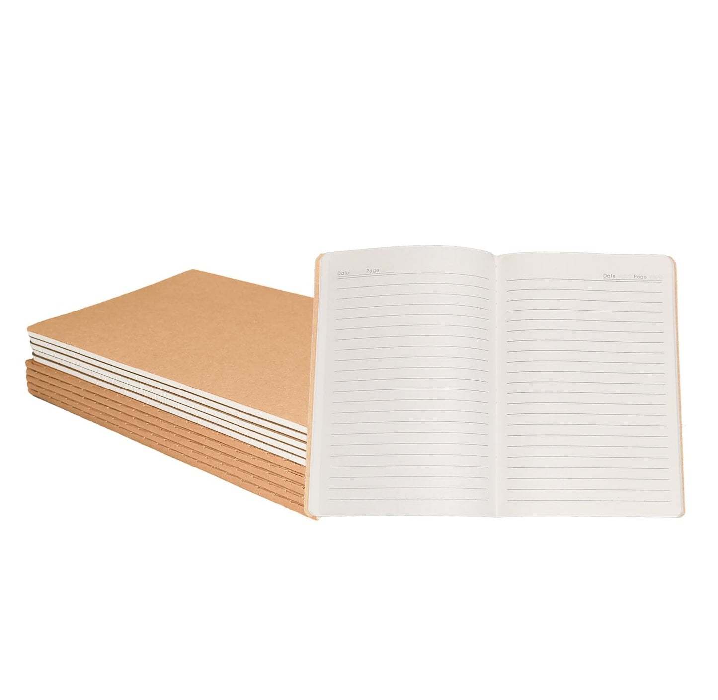 TAZQINCO 10 Packs A5 Lined Kraft Notebooks Bulk, 80GSM Thick Paper 36 Sheets 72 Pages (Upgraded From 30 Sheets 60 Pages), 8.15x5.5in Size, Journaling Notebooks, Kraft Soft Cover Composition Notepad, Ruled Subject Notebooks, Travel Diary, Journals Memo, Fo