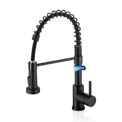 Kitchen Faucet with Pull Down Sprayer, High Arc Single Handle Stainless Steel Kitchen Sink Faucet with Sprayer for Rv Camper, Matte Black