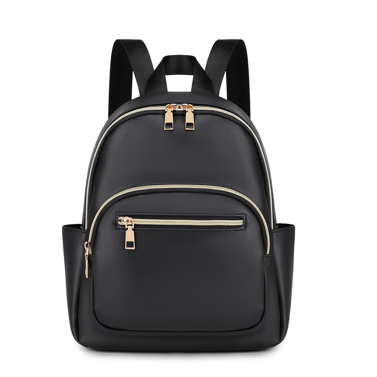 JIANLINST Mini Backpack Purse for Women PU Leather Small Backpack Fashion Multi Pockets Casual Daypacks Ladies Travel Shoulder Bags Black