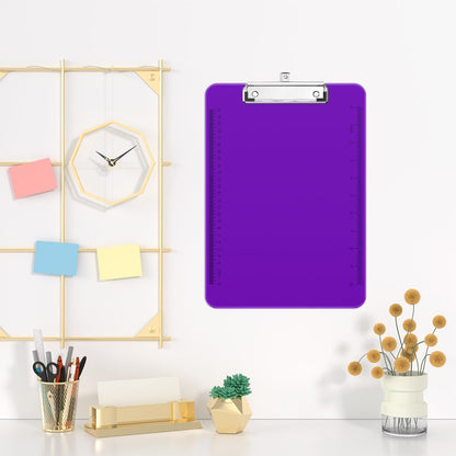 Piasoenc Plastic Clipboards, Translucent Ruler Clip Board with Low Profile, Office Supply, School Supplies, Letter Size 9 x 12.11 Inches,Purple
