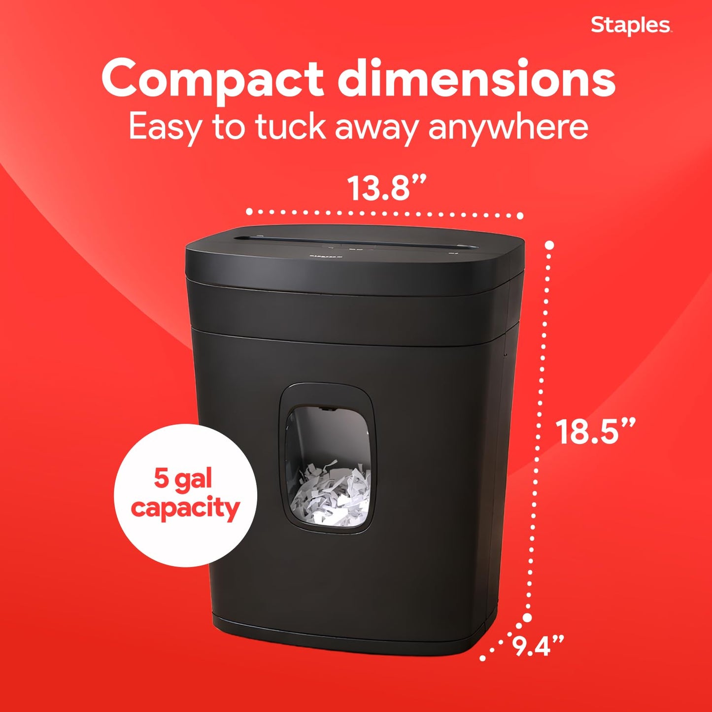 Staples 15-Sheet Cross Cut Paper Shredder for Home Office, P-4 Security, 20-Min Run Time, Shreds Paper/Credit Cards/CDs/DVDs, Quiet 65 dB, Auto Start/Stop, 5 Gallon, Black