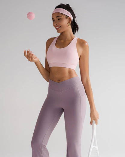 RUNNING GIRL Sports Bra for Women, Criss-Cross Back Padded Strappy Sports Bras Medium Support Yoga Bra with Removable Cups