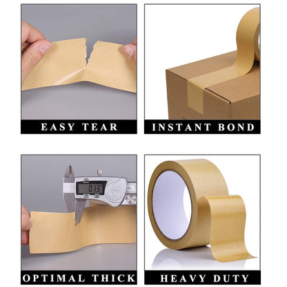 LLPT Kraft Paper Gummed Tape 6 Packs Recyclable Writable Tearable High Tensile Strength for Carton Sealing Photo Frame Seal 3” x 165 Ft Color Brown (PGB630)