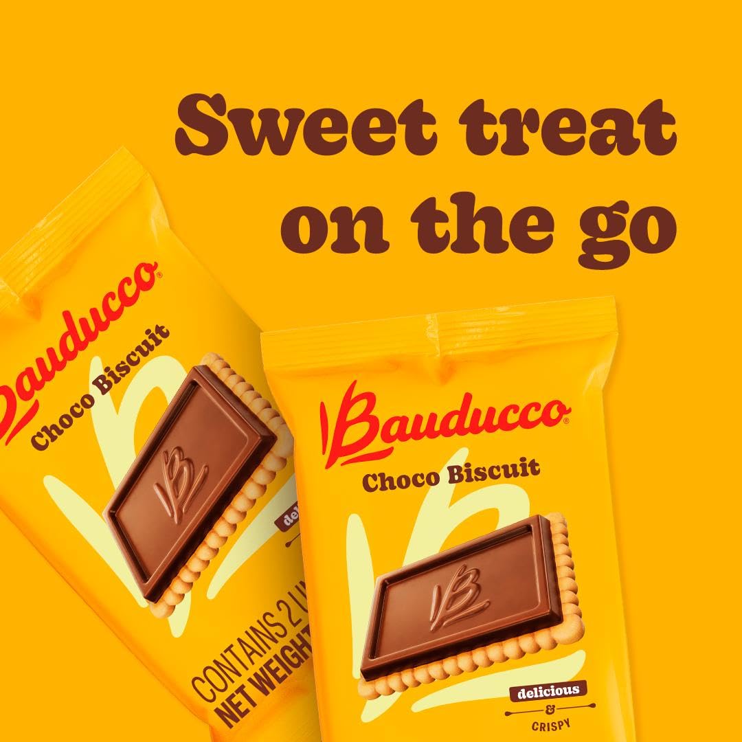 Bauducco Choco Biscuit Cookies, 25.3 oz (Pack of 40) - Crispy & Delicious Chocolate Cookies, Individually Wrapped for Snacks, Dessert & Lunch Boxes - 2 Cookies per Pack