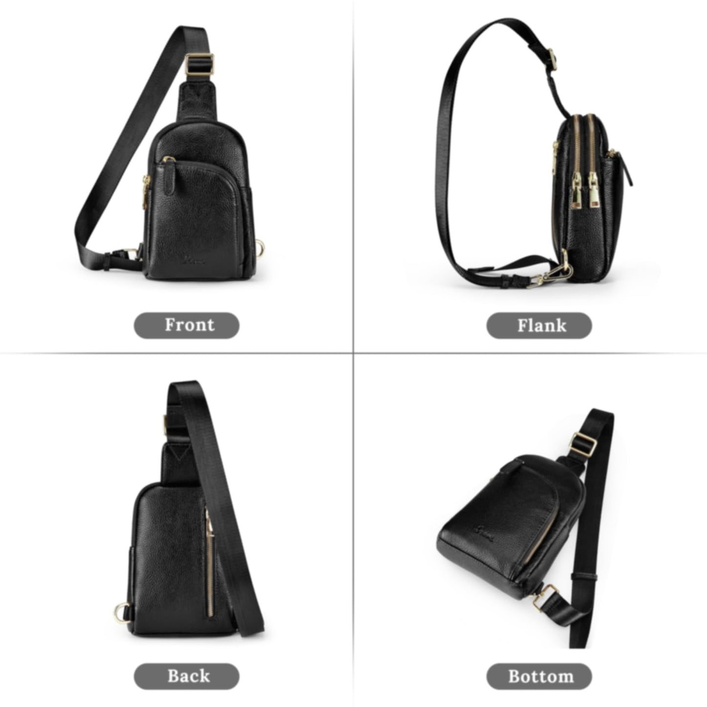 S-ZONE Genuine Leather RFID Blocking Small Sling Bag Women Crossbody Fanny Packs