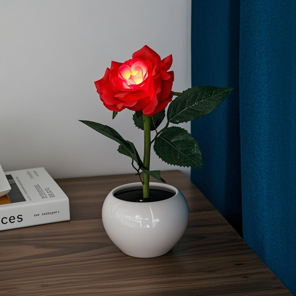 Naimo Artificial Flower Night Light Rechargeable LED Night Lamp Rose Table Lamp for Bedroom Living Room Birthday Party Desktop Home Decor