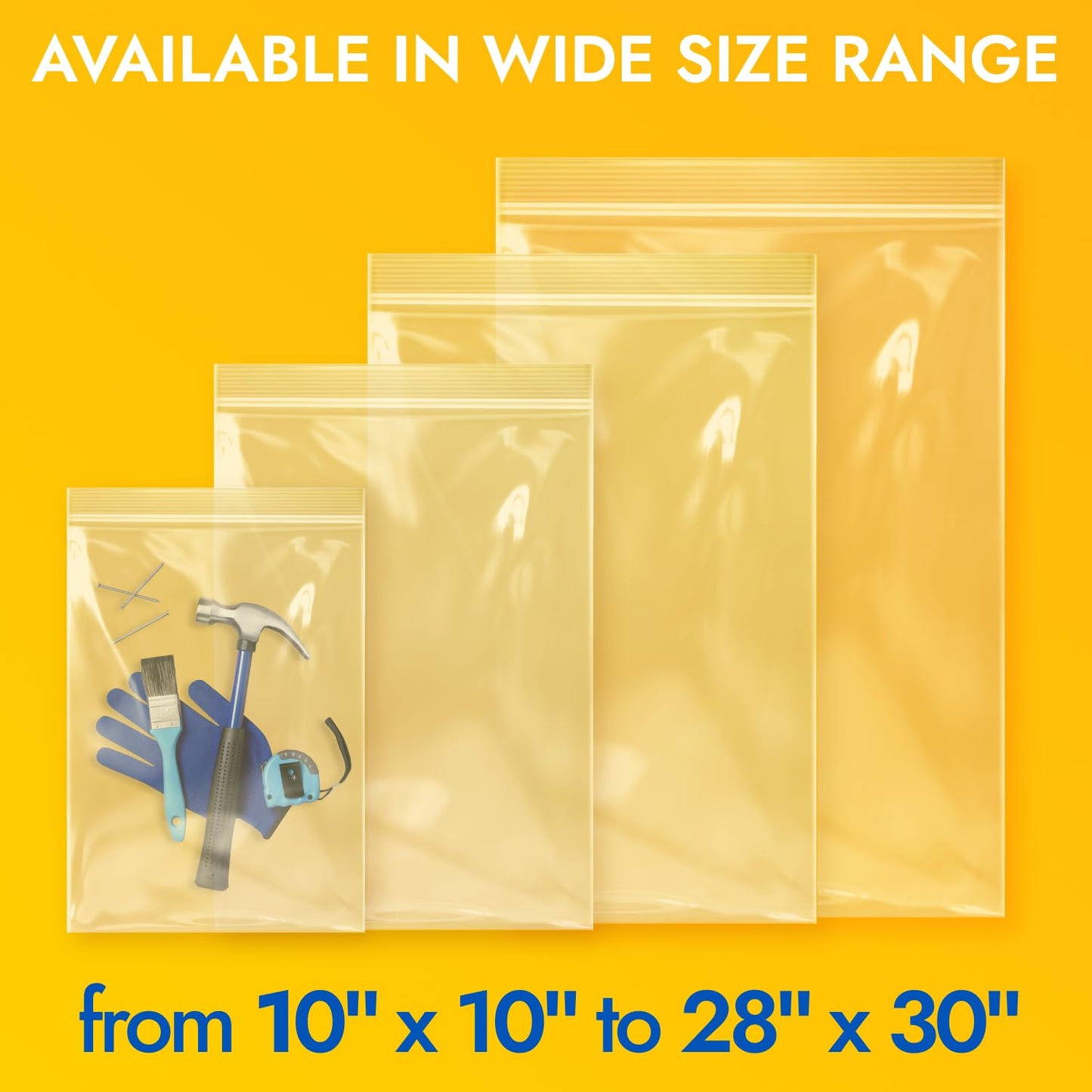 Paclord 10" x 14" Medium Zip Seal Lock Bags, 6 Mil (Pack of 10) – Heavy-Duty Reclosable Plastic Bags – Clear, Resealable, Waterproof – For Storing and Organizing Clothes, Jewelry, and Travel Items