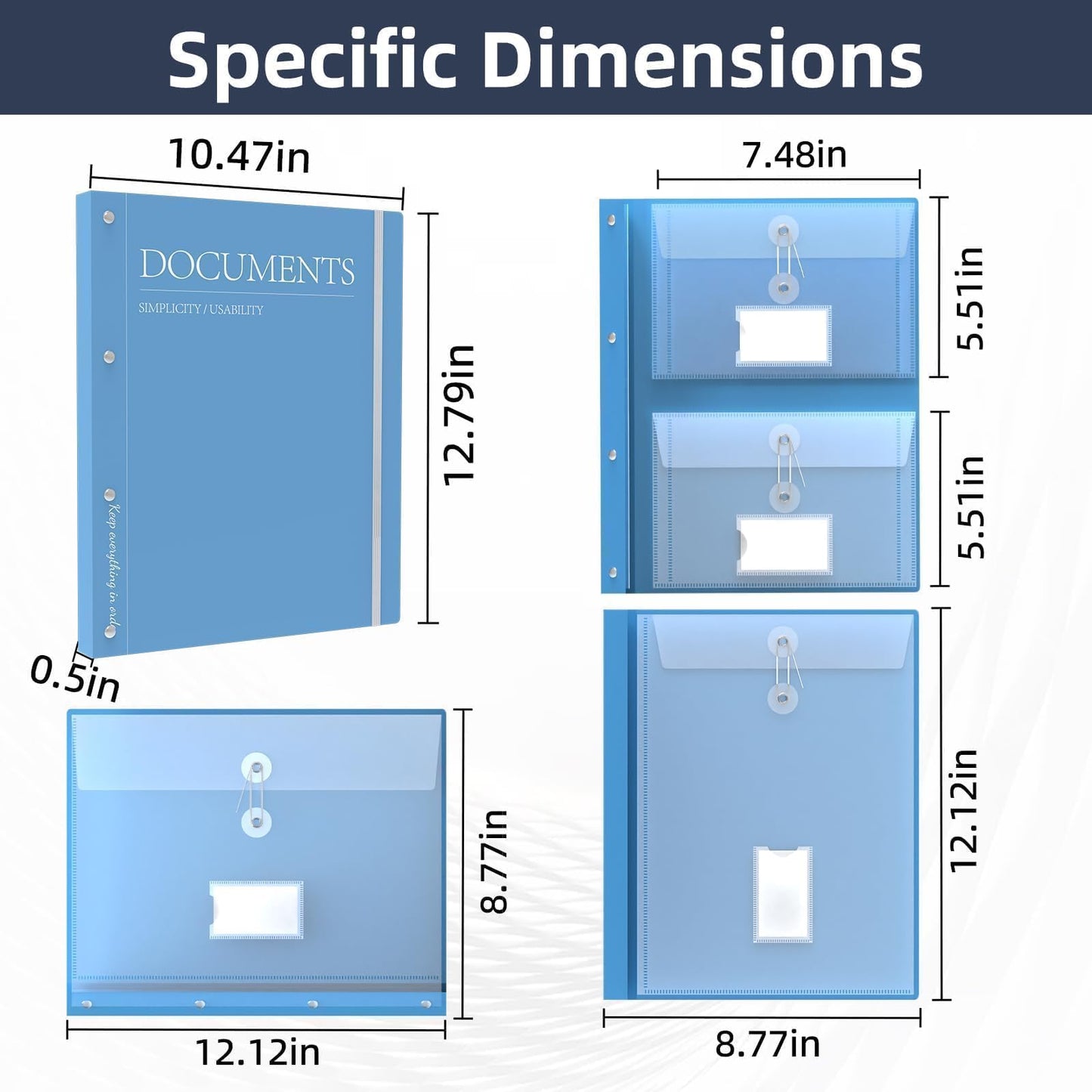 Important Document Organizer, Folders for Documents, Family File Folder Organizer with Elastic Band, Binder Organizer for Paper, Certificates, Passports, Photos, 1 pc