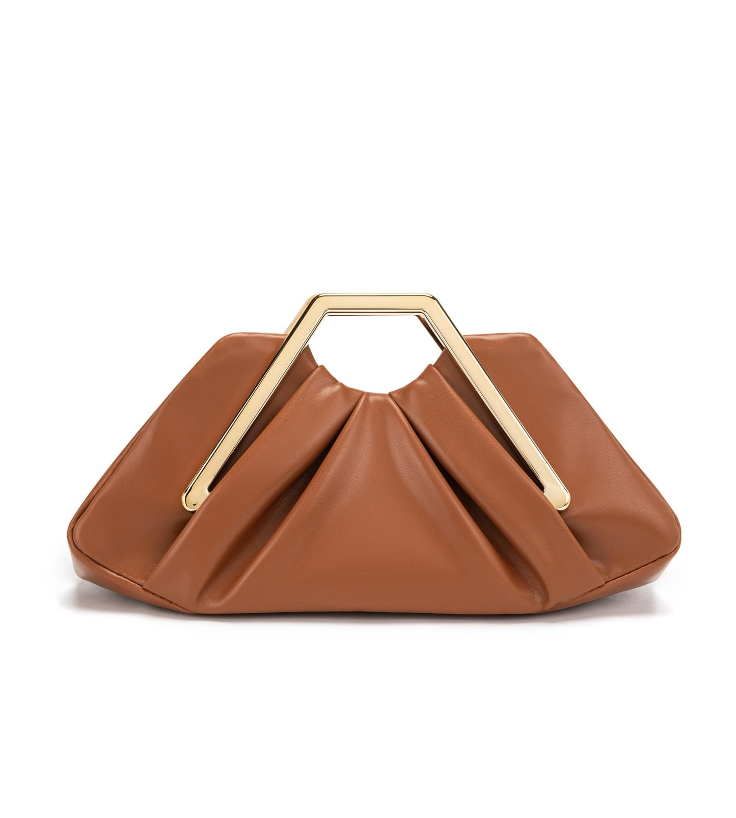 myfriday Women's Elegant Ruched Clutch Purse, Soft Dumpling Evening Purse Handbags for Wedding Prom Party Formal Events (Brown)