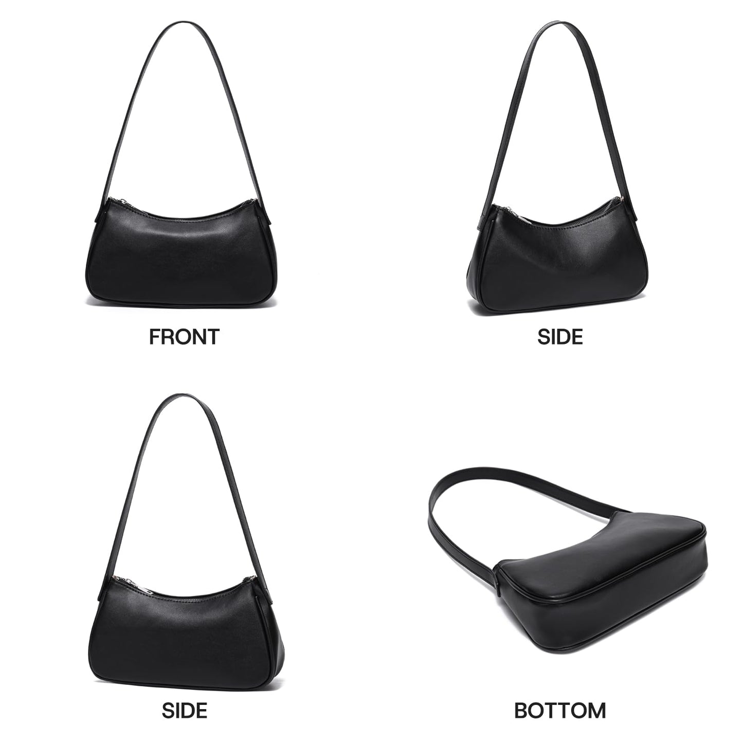 LACOMILA Small Shoulder Bag for Women Cute Mini Purse Trendy Vegan Leather Y2k Crescent Handbag (Black)