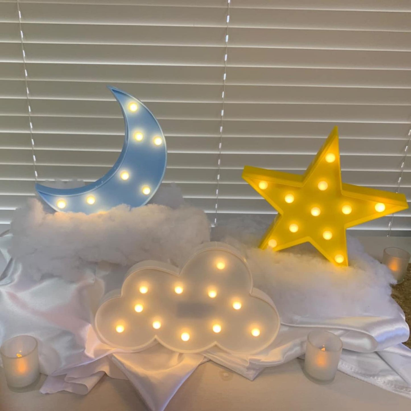 ZUOVAOV 3 Pack Star Moon Cloud Night Light - LED Decorative Lamp for Kids Room, Warm White Cordless Wall Mountable/Freestanding Lights, Perfect Birthday/Baby Shower Party Decor & Gift for Children