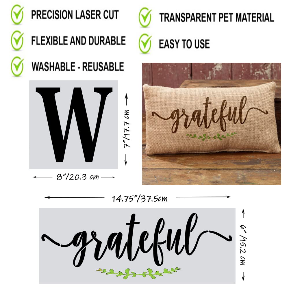 22PCS Large Letter Welcome Stencils for Painting on Wood - Farmhouse Stencils for Crafts Reusable for Canvas, Fabric, Walls, Porch Sign, Christmas - Home Sweet Home Stencil