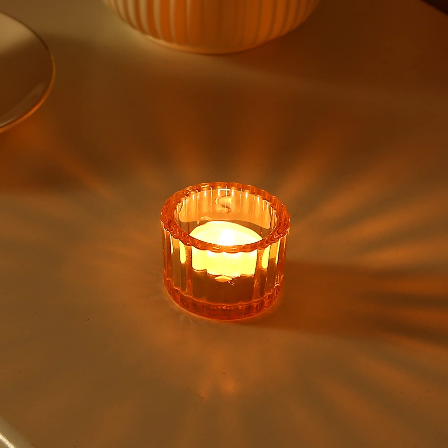 GOLDEAL Gold Round Tealight Candle Holders,Set of 24 Thick Glass Tea Light Candle Holder Decor,Candlestick for Wedding Decor,Party,Baby Shower Party,Bridal Shower Party,Table Centerpiece, Home Décor