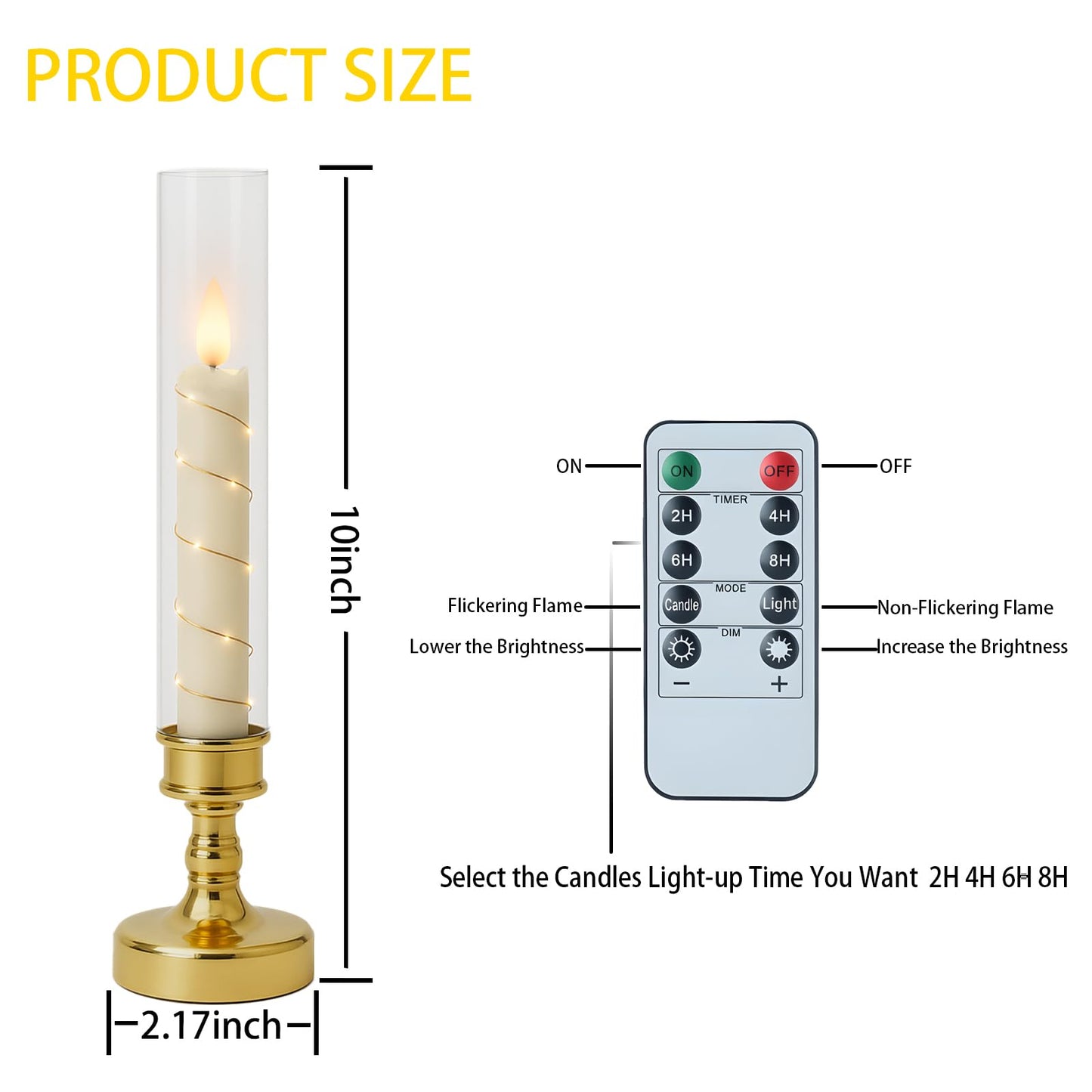 Prerish 6PCS Flameless Candles with Timer, Flickering Fake Electric LED Candles for Romantic Ambiance, Battery Operated Candles, Centerpiece Table Decorations, Wedding, Halloween, Christmas (Gold)
