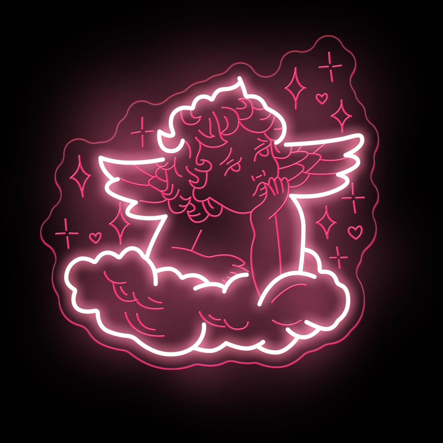 Cherub Neon Sign Valentine Cupid Arrow Neon Light Children's Bedroom Led Neon Lights for Light Up Signs for Nursery Baby welcome Ceremony Home Club Wedding Birthday Gender Reveal Party-13.4"