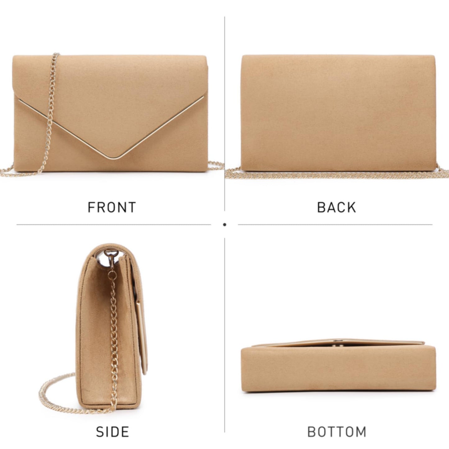 Dasein Ladies' Velvet Evening Clutch Handbag Formal Party Clutch For Women With Chain Strap (Camel)