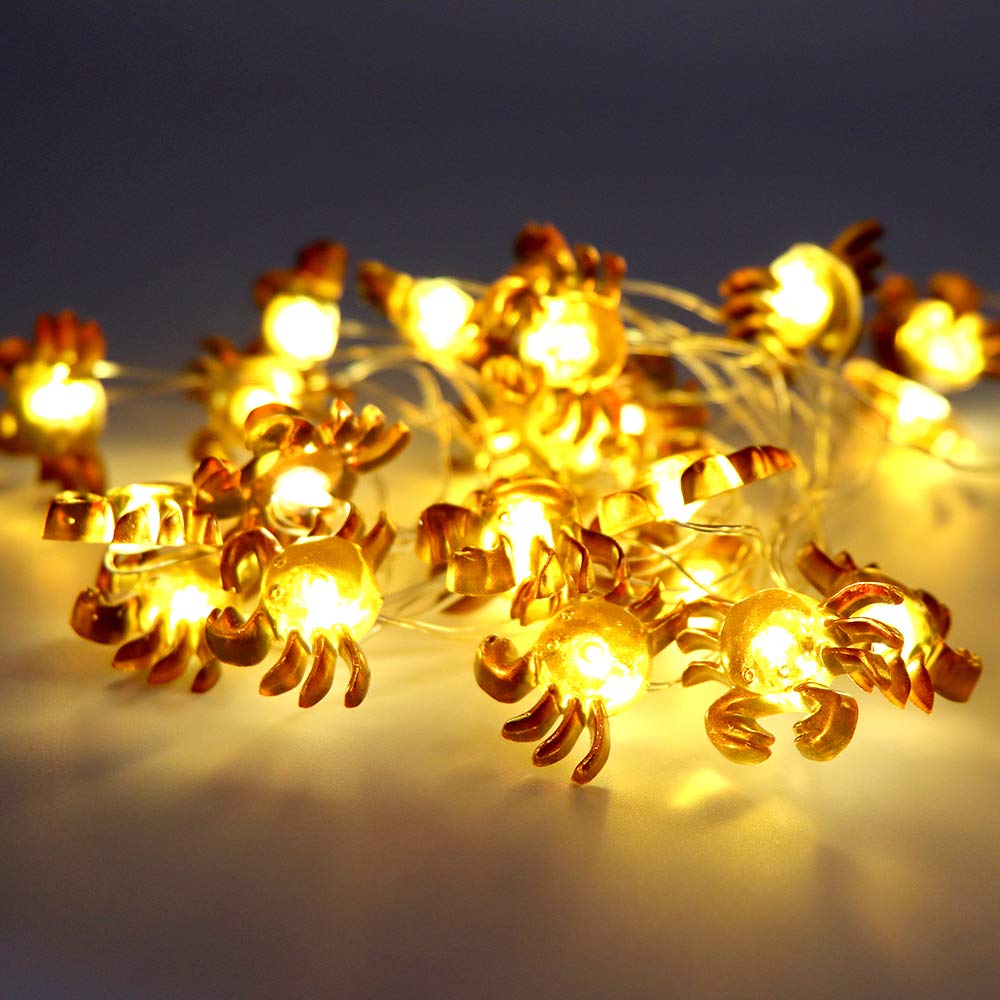 LED String Lights Crab Sea Beach Theme 10ft 30 LEDs Battery Operated Copper Wire Night Light Waterproof Indoor Bedroom Children Girls Room Wall Décor Party Decorations