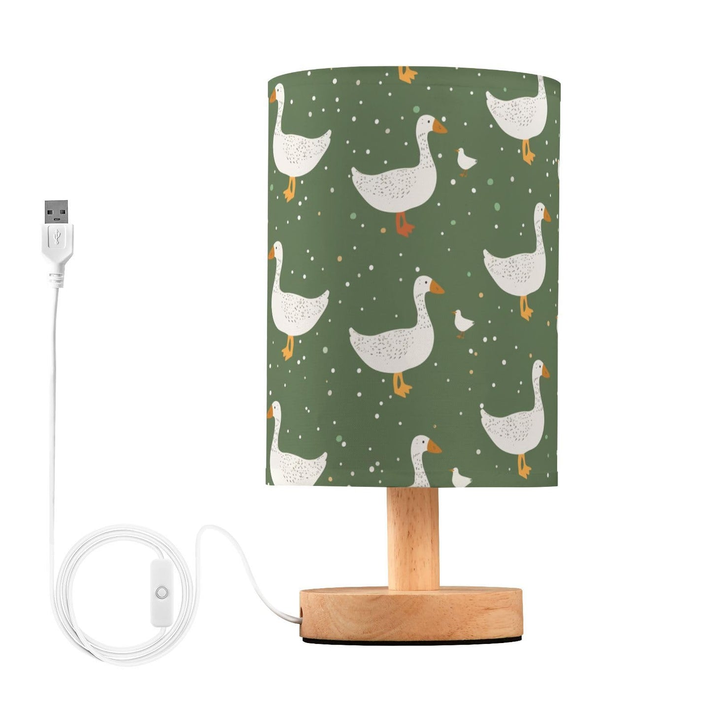 Oarencol Bedside Table Lamp Cute Goose Green Nightstand Lamp with Wood Desk Lamps for Bedroom Living Room Nursery Office Home Decor