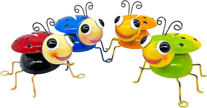 Metal Yard Art Garden Decor for Outside Cute Coloful Ladybugs Lawn Patio Ornaments Backyard Decorations Garden Gifts for Mom - Set of 4
