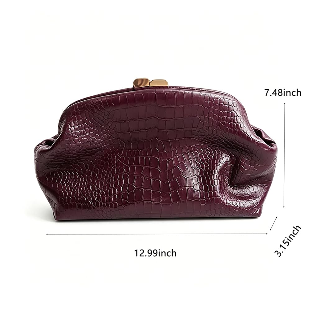 CUXVA Women's large Evening Bag Dumpling Clutch Purse Chain Strap Handbags Elegant Faux PU Leather Clutch Bag