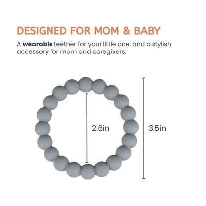 Nearbyme Silicone Teether Rings, 4 Neutral (White, Beige, etc.) Baby Teether Bracelets for 3m+ Babies to Self-Soothe