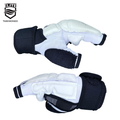 ELITE - Taekwondo Half-Finger Gloves, Protection for Training & Fights (TKD Hands Protectors for Kids & Adults) (Medium)