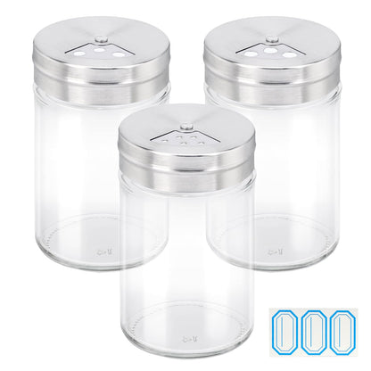 Segarty Spice Jars, 6 Pack 3 oz Spice Bottles with Shaker Lids, Glass Empty Storage Containers with Adjustable Stainless Steel Flow Top for Your Regularly Used Spices