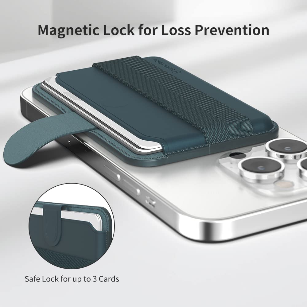 Sinjimoru Pull & Eject Magnetic Wallet for iPhone, Finger Grip for MagSafe Card Holder, Compatible with MagSafe Wallet, M-Pull Tab Band Black
