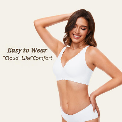 Deep V Petal Bras for Women No Underwire Soft Wireless Bras Comfort Seamless Bralettes with Extender