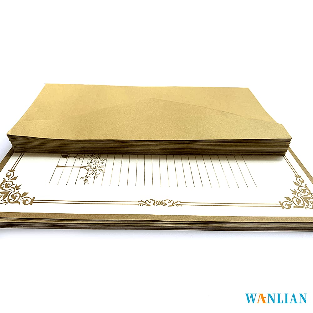 72 Pcs Retro Writing Stationery and Envelope Set, 48 Pieces of Stationery + 24 Envelopes, Suitable for Making Invitations
