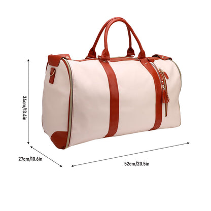 Fabater Travel Bag with Detachable Trolley, 40L Large Capacity water proof Rolling Garment Duffel Bag, with Leather Handle and Shock Absorbing Wheels, for Business Trip and Weekender (Beige)
