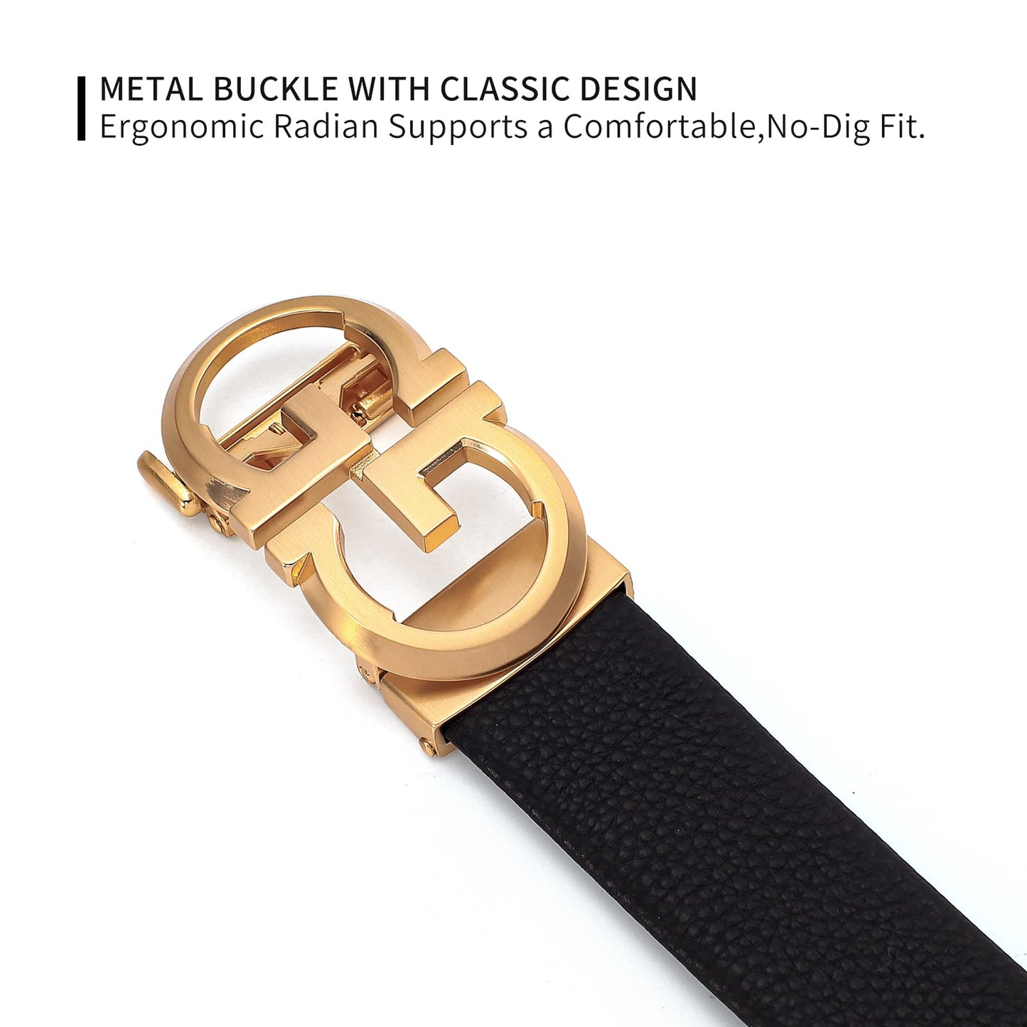 ARIMIA Fashion Diamond Men Real Leather Ratchet Belt Black Adjustable Length Full Grain Soft Genuine Cowhide Strap 1.5 Inch Wide (Gold Black G1, Adjustable from 26" to 46" Waist)
