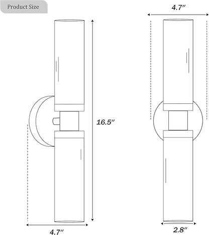 Wall Sconces Set of Two, ETL Certified, Gold Bathroom Wall Sconces with Clear Glass Modern Hardwired Wall Light fixtures for Bathroom Mirror Living Room Entryway Hallway(Bulbs Not Include)