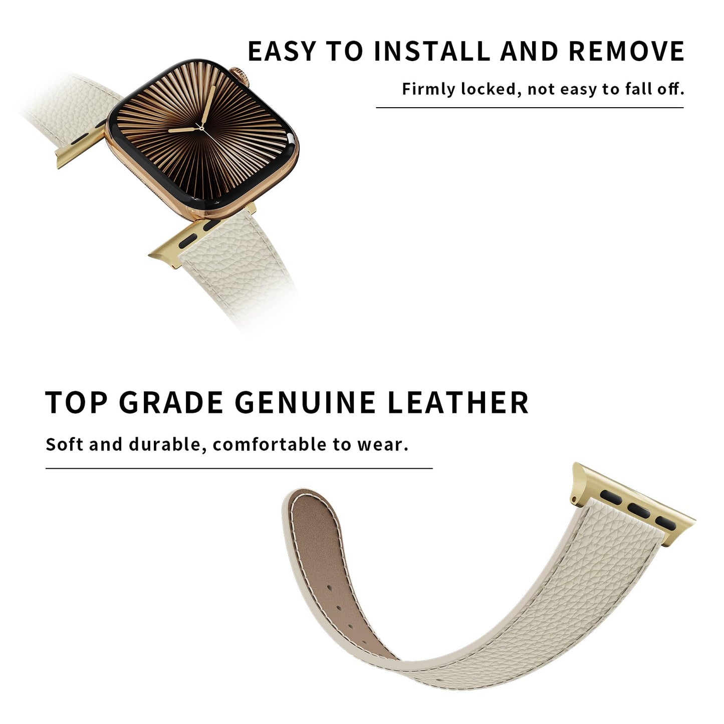 Leather Magnetic Watch Band Compatible with Apple Watch Ultra 49mm 46mm 45mm 44mm 42mm 41mm 40mm 38mm, Designer Replacement Strap for Women Men iWatch Series 9/8/7/6/5/4/3/2/1/SE/Ultra 2