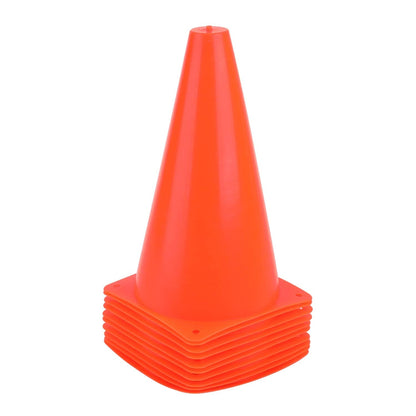 Fragraim 9 Inch Plastic Training Traffic Cones, Sport Cones, Agility Field Marker Cones for Soccer Basketball Football Drills Training, Outdoor Activity or Events - Set of 10, Orange
